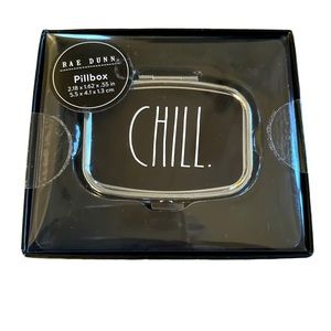Rae Dunn’s Black “CHILL” Two Section Pill Box with White Lettering